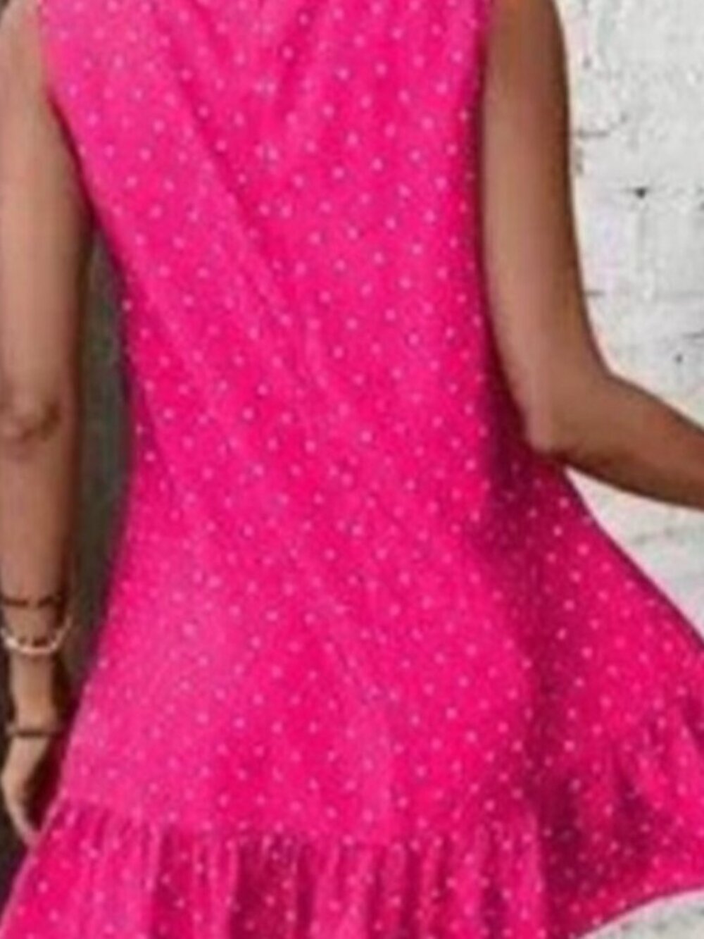 Heart Print Sleeveless Ruffle Hem Mini Dress